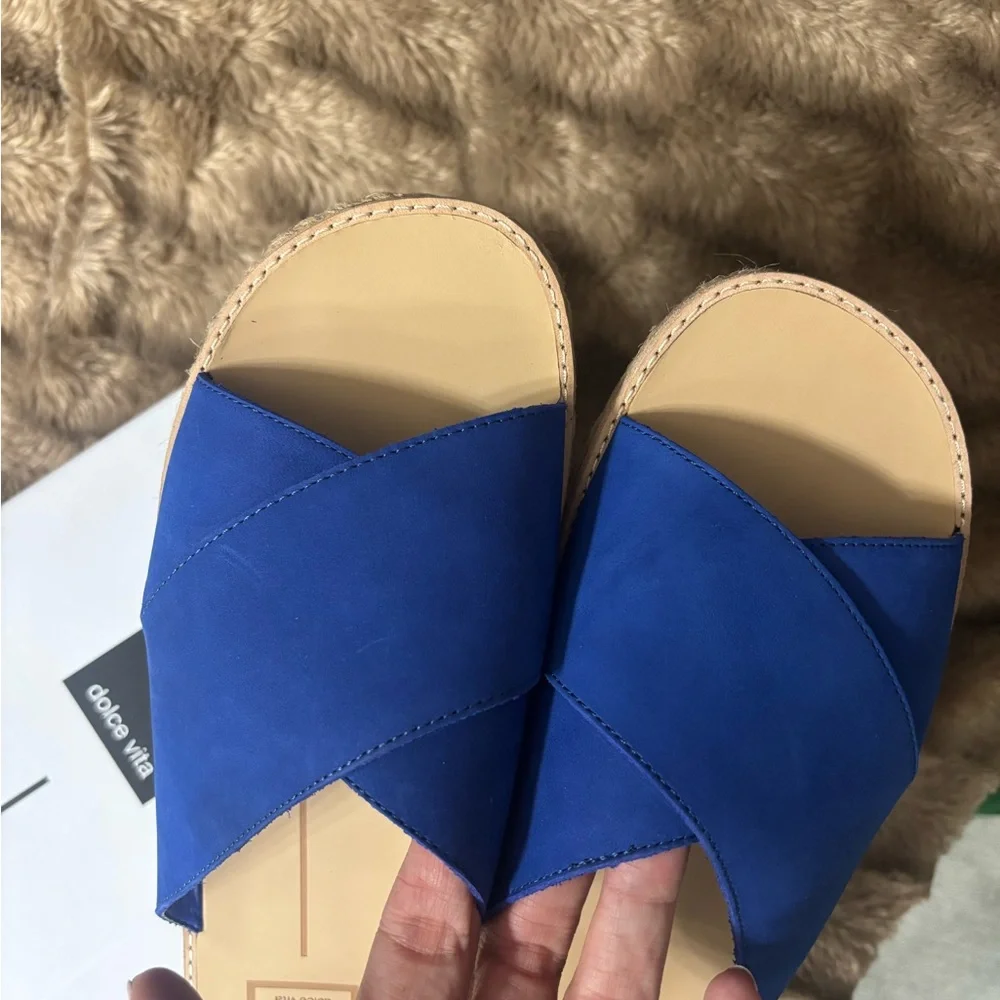 Dolce Vita Royal Blue Crossband Espadrille Slide Sandals